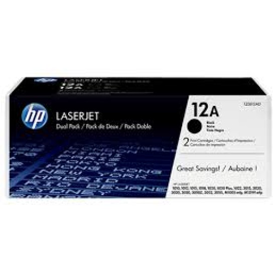 HP Black Dual Pack LJ Toner Cartridge  Q2612AF